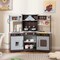 Wooden Pretend Play Kitchen Toy Set with Range Hood, Real Sounds & Lights, Interactive Kitchen Playset for Kids